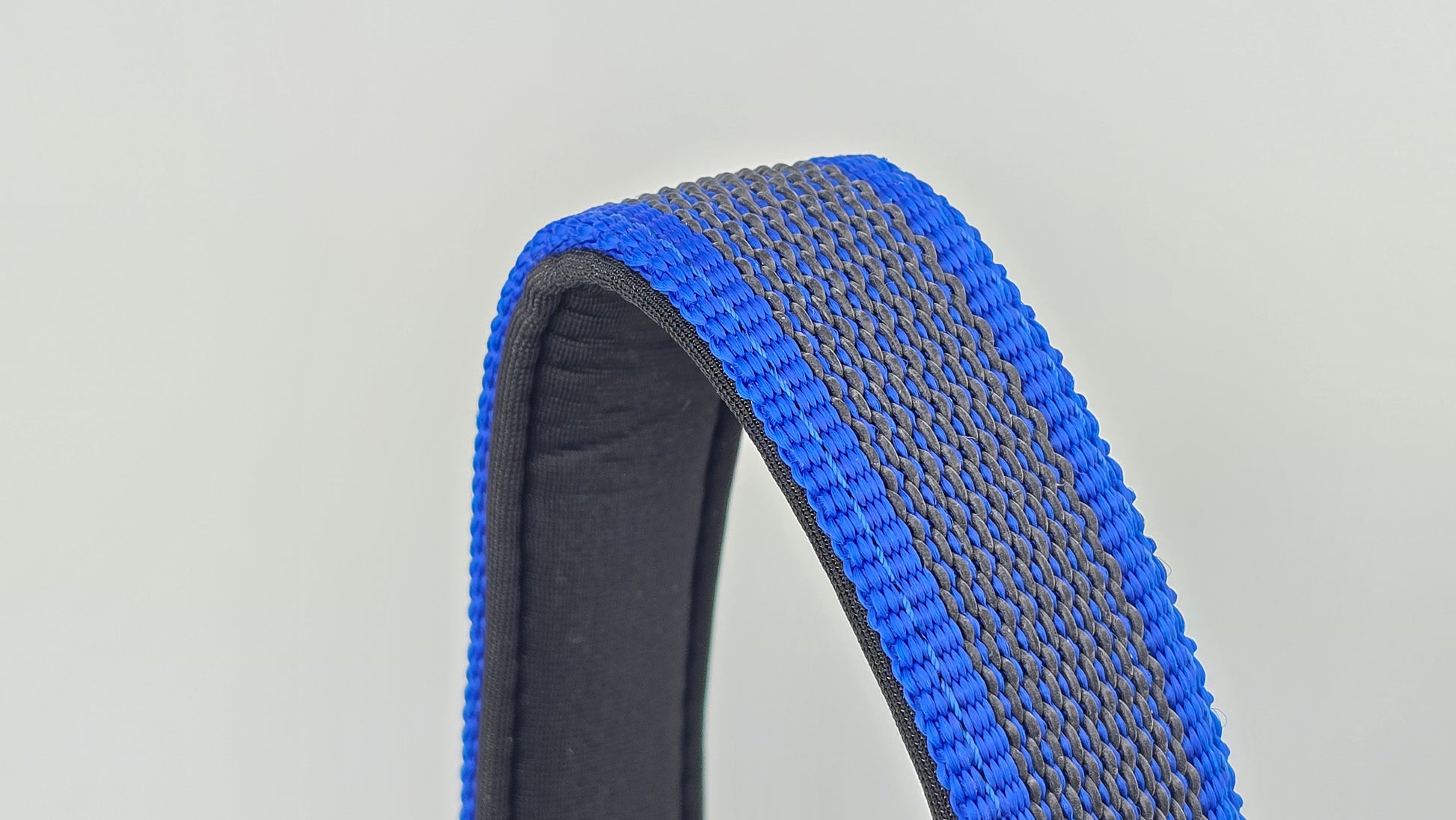 Blue and black dog handle with a The Big Dog Company logo. Neoprene, rubber, nylon. Heavy duty, high quality. 